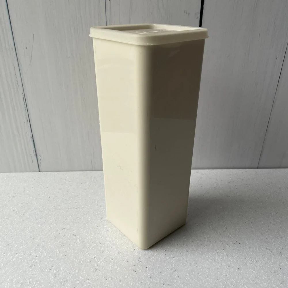 Vintage Tupperware Cheese Cracker Keeper Dispenser Almond Cream 1696-1 with Lid